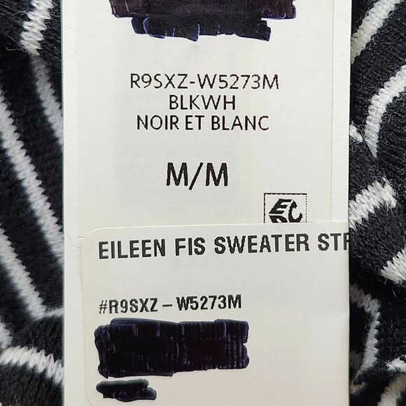 Eileen Fisher Women's Black & White Striped Long-Sleeve V-Neck Top Size S, M & L - Picture 6 of 8